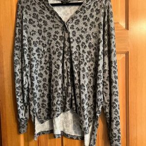 Gray Leopard Print Cardigan